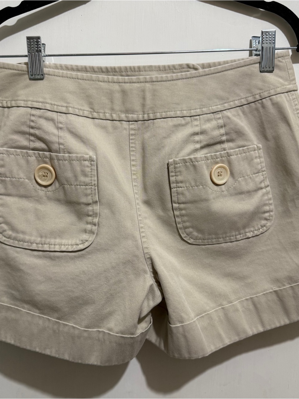 LOFT Khaki 4 pocket Shorts with Decorative Buttons - Picture 4 of 8